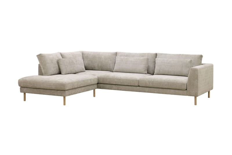 Florenz 4-sits Vänstervänd L-formad Schäslongsoffa i Tyg - Grå/Beige - Möbler - Soffa - Divansoffor & schäslongsoffa