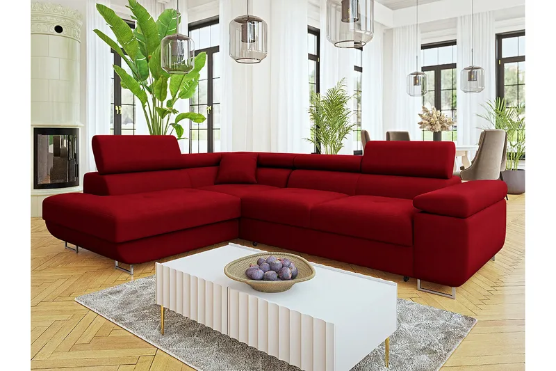 Gabina Soffa med Schäslong 3-sits - Röd - Möbler - Soffa - Bäddsoffa