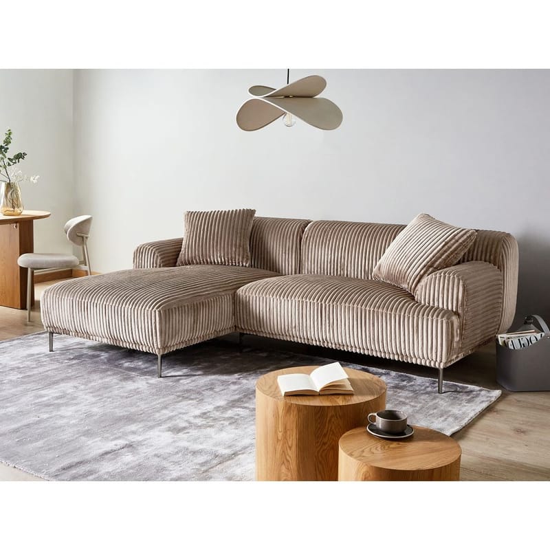 Hörnsoffa Stenum - Ljusbrun, mässing/Högervänd - Möbler - Soffa - Divansoffor & schäslongsoffa