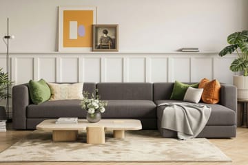 Hagblom 4-sits Vändbar Divansoffa 320 cm med Förvaring i Manchestertyg - Brun - Möbler - Soffa - Divansoffor & schäslongsoffa