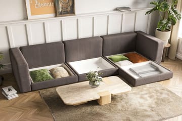 Hagblom 4-sits Vändbar Divansoffa 320 cm med Förvaring i Manchestertyg - Brun - Möbler - Soffa - Divansoffor & schäslongsoffa
