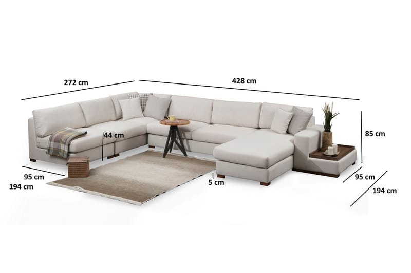 Huelva Divansoffa - Beige - Möbler - Soffa - Hörnsoffa - Hörnsoffa med divan