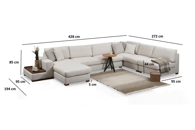 Huelva Divansoffa - Beige - Möbler - Soffa - Hörnsoffa - Hörnsoffa med divan