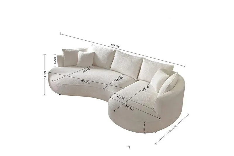 Hungirr Soffa med Divan 4-sits - Grå - Möbler - Soffa - 4 sits soffa