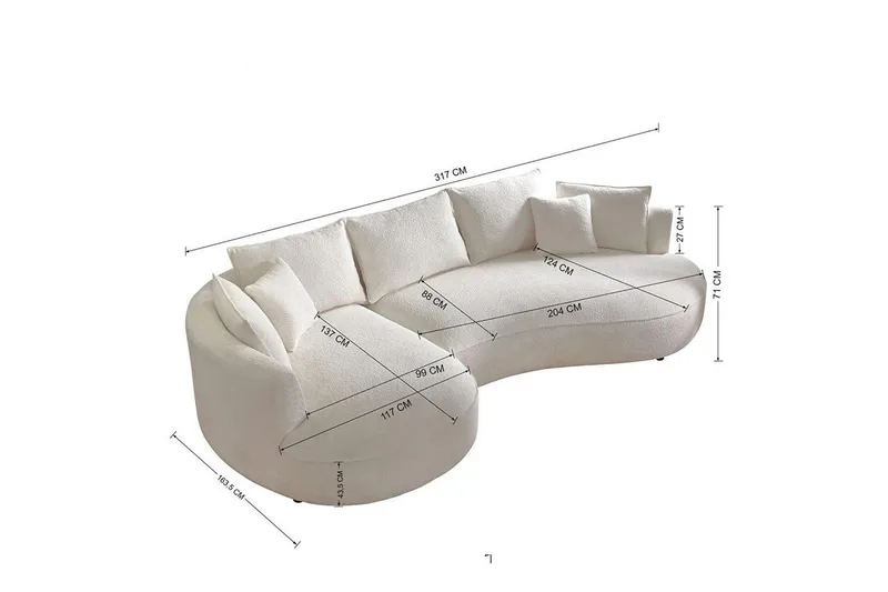 Hungirr Soffa med Divan 4-sits - Vit - Möbler - Soffa - 4 sits soffa