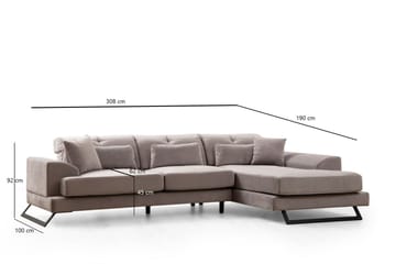 Jaraad Divansoffa 3-sits - Grå - Möbler - Soffa - Divansoffor & schäslongsoffa - 3 sits soffa med divan