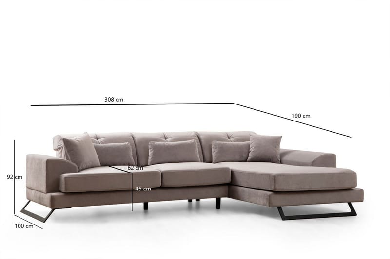 Jaraad Divansoffa 3-sits - Grå - Möbler - Soffa - Divansoffor & schäslongsoffa - 3 sits soffa med divan