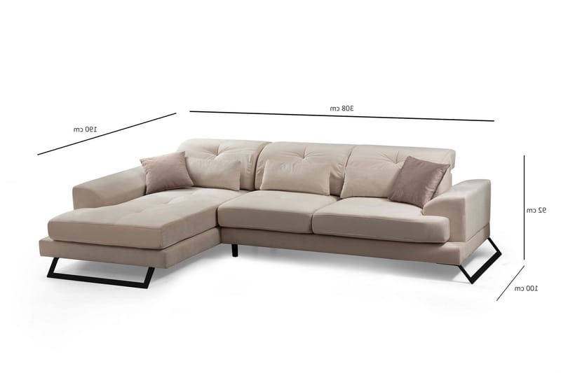 Jaraad Divansoffa Höger - Beige/Svart - Möbler - Soffa - Divansoffor & schäslongsoffa