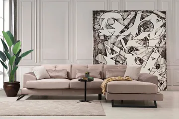 Jaraad Divansoffa Vänster - Beige/Svart - Möbler - Soffa - Divansoffor & schäslongsoffa