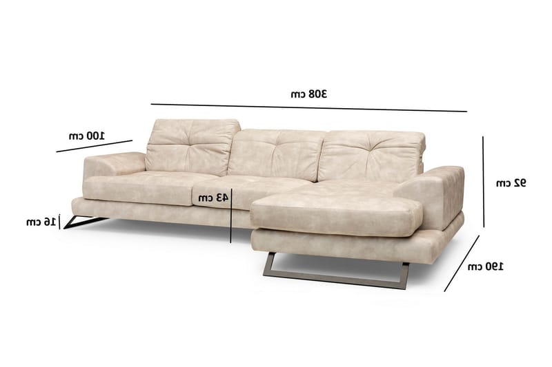 Jaraad Divansoffa Vänster - Beige/Svart - Möbler - Soffa - Divansoffor & schäslongsoffa