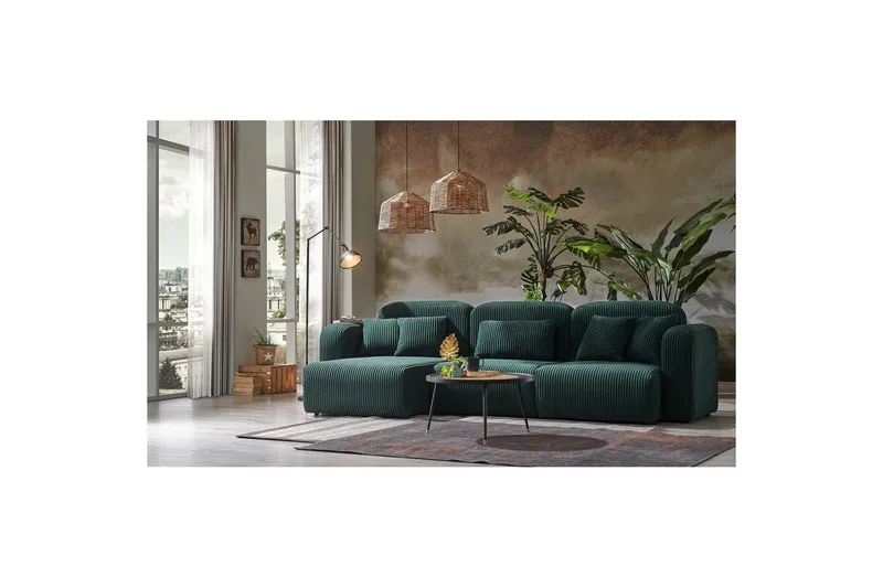 Kyrel Soffa med Divan 4-sits - Grön - Möbler - Soffa - Divansoffor & schäslongsoffa