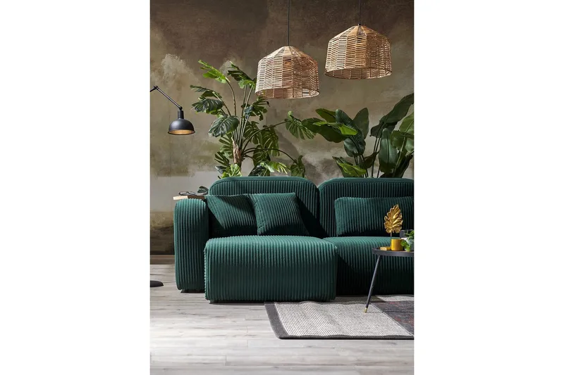 Kyrel Soffa med Divan 4-sits - Grön - Möbler - Soffa - Divansoffor & schäslongsoffa