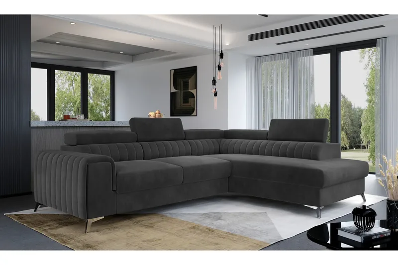 Laurece Schäslongsoffa Höger, Mörkgrå