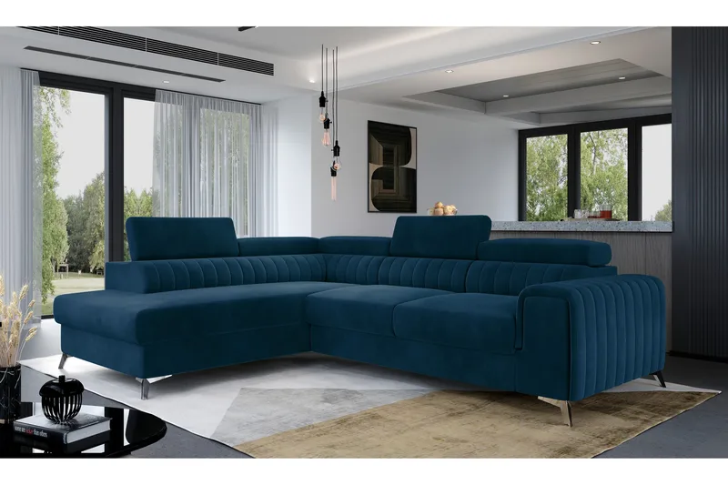 Laurece Schäslongsoffa Vänster - Blå - Möbler - Soffa - Bäddsoffa