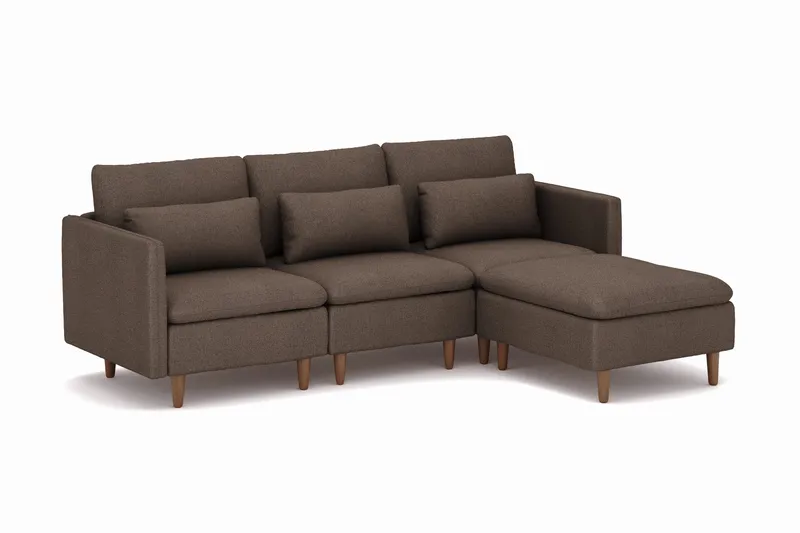 Lovis 3-sits Soffa med vändbar Divan i tyg - Brun - Möbler - Soffa - Divansoffor & schäslongsoffa