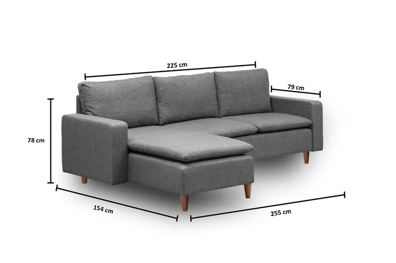 Lungo Soffa m. Divan 4-sits - Mörkgrå - Möbler - Soffa - Bäddsoffa - Bäddsoffa divan