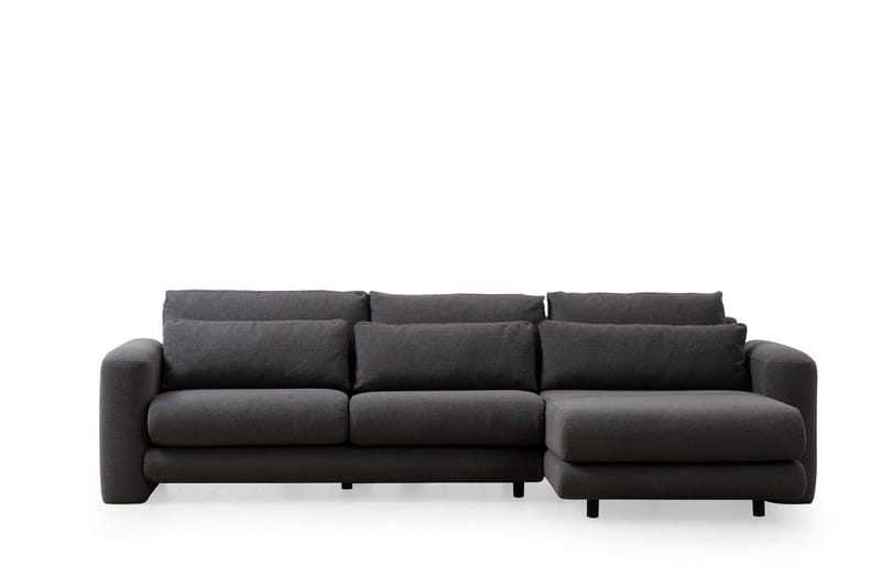 Makhan 3-sits Högervänd L-formad Divansoffa med Schäslong i Bouclé, Antracit