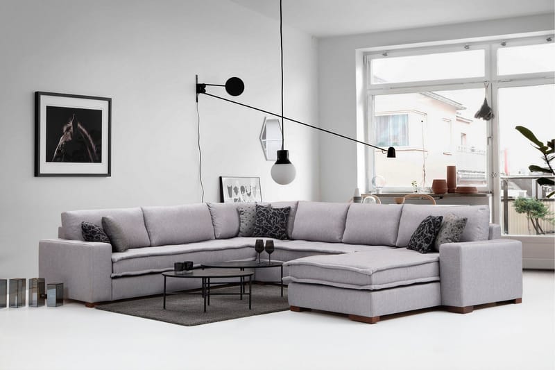 Mamerto Soffa m. Divan 4-sits - Ljusgrå - Möbler - Soffa - Hörnsoffa - Hörnsoffa med divan