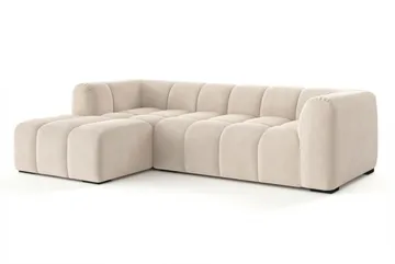 Marlow 3-sits L-formad Bubblig Divansoffa Vänster med Schäslong i Tyg - Beige - Möbler - Soffa - Divansoffor & schäslongsoffa
