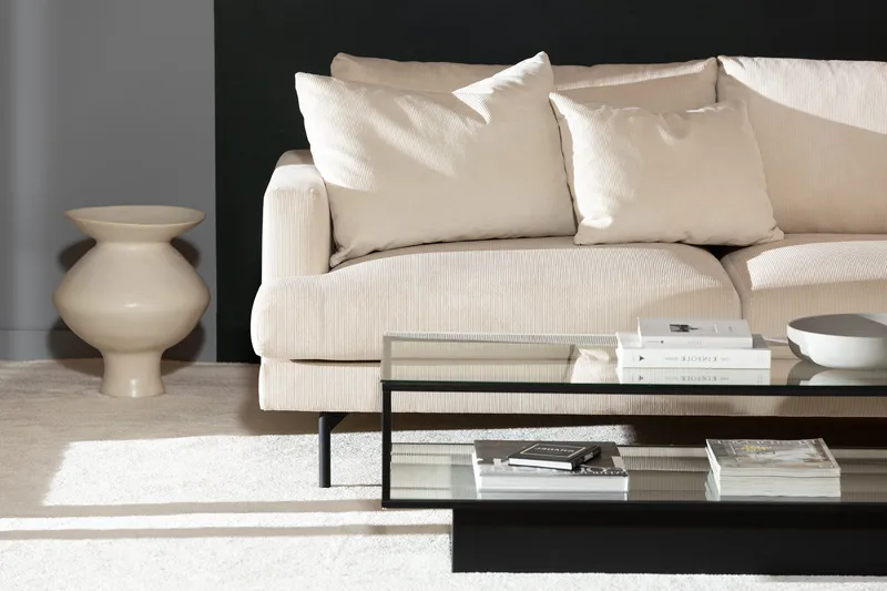 Menard 4-sits Högervänd L-formad Djup Schäslongsoffa i Manchester - Beige - Möbler - Soffa - Divansoffor & schäslongsoffa