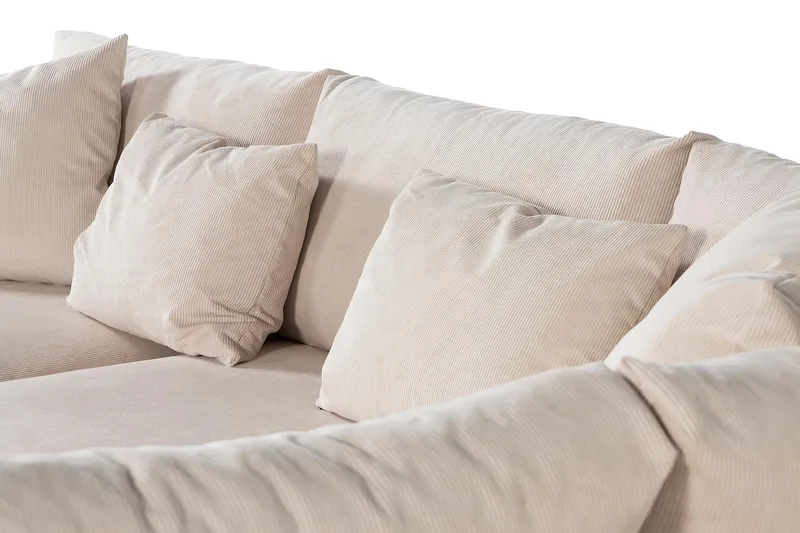 Menard 4-sits Högervänd L-formad Djup Schäslongsoffa i Manchester - Beige - Möbler - Soffa - Divansoffor & schäslongsoffa