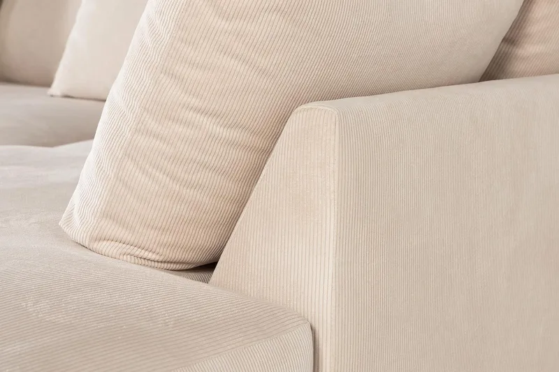 Menard 4-sits Högervänd L-formad Djup Schäslongsoffa i Manchester - Beige - Möbler - Soffa - Divansoffor & schäslongsoffa