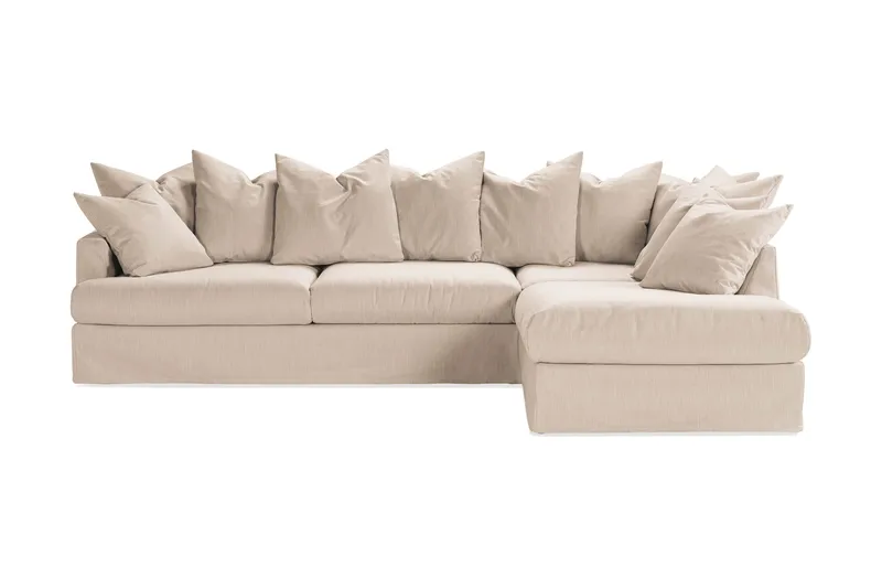 Menard 4-sits Högervänd L-formad Djup Schäslongsoffa i Tyg, Beige