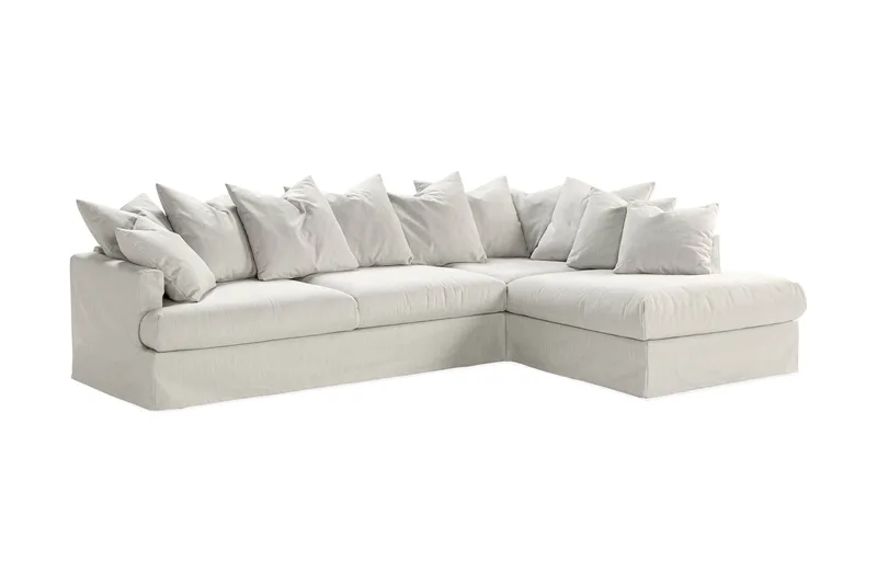 Menard 4-sits Högervänd L-formad Djup Schäslongsoffa i Tyg - Ljusgrå - Möbler - Soffa - Divansoffor & schäslongsoffa