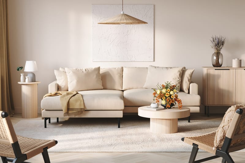 Menard 4-sits Vänstervänd L-formad Divansoffa i Manchester - Beige - Möbler - Soffa - Divansoffor & schäslongsoffa - 4 sits soffa med divan