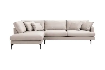 Menard 4-sits Vänstervänd L-formad Djup Schäslongsoffa i Sammet - Beige - Möbler - Soffa - Divansoffor & schäslongsoffa