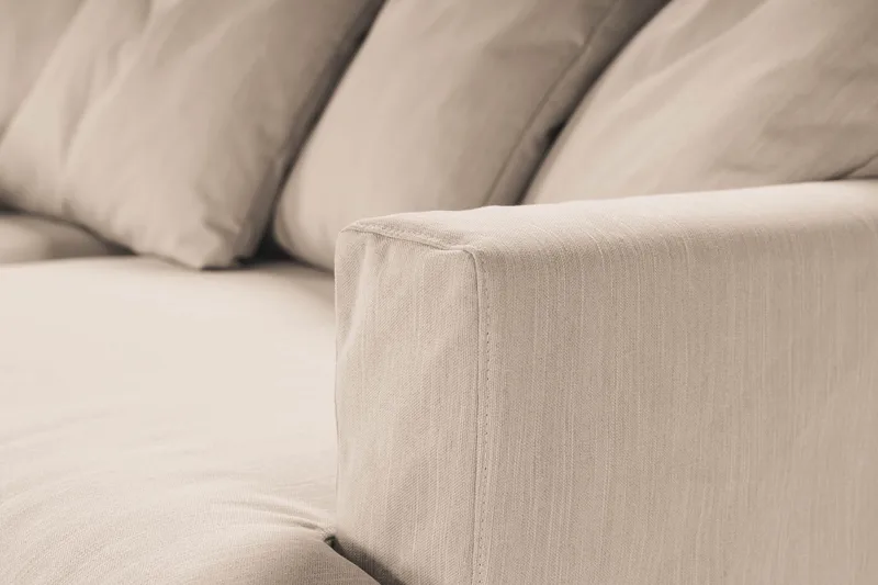 Menard 4-sits Vänstervänd L-formad Djup Schäslongsoffa i Tyg - Beige - Möbler - Soffa - Divansoffor & schäslongsoffa