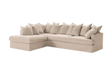 Menard 4-sits Vänstervänd L-formad Djup Schäslongsoffa i Tyg - Beige - Möbler - Soffa - Divansoffor & schäslongsoffa
