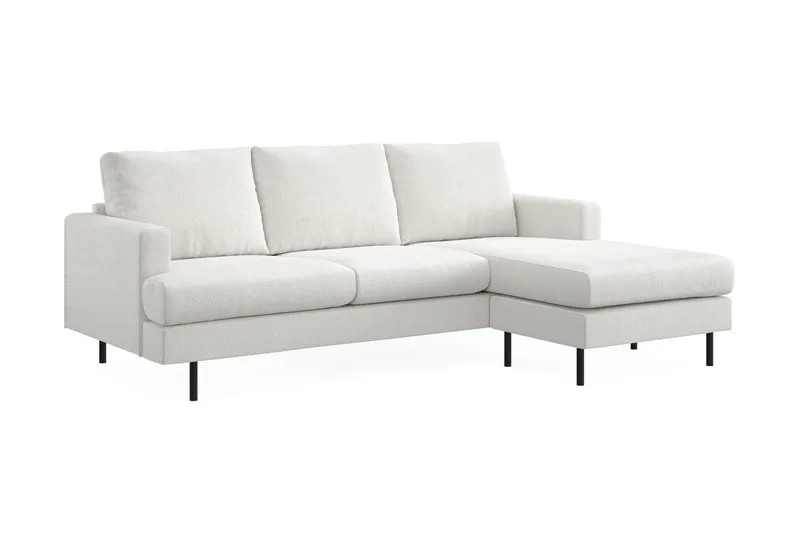 Menard Compact 3-sits Högervänd L-formad Divansoffa i Bouclé - Vit - Möbler - Soffa - Divansoffor & schäslongsoffa