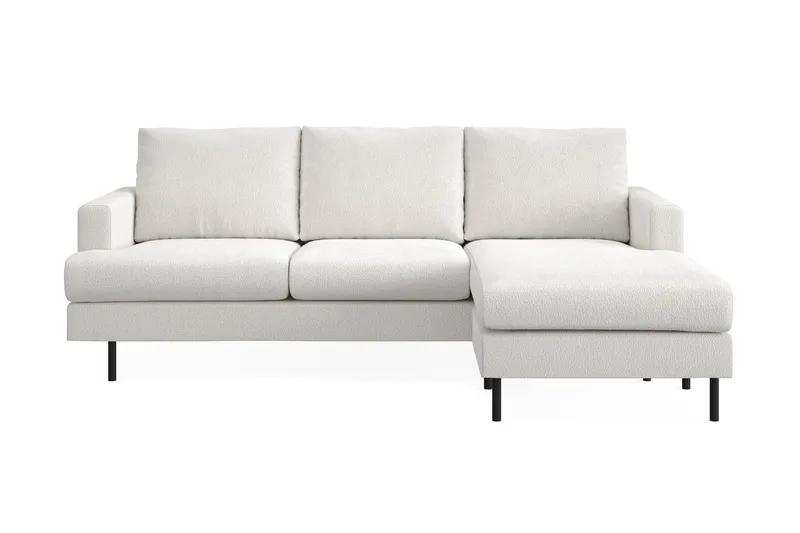 Menard Compact 3-sits Högervänd L-formad Divansoffa i Bouclé - Vit - Möbler - Soffa - Divansoffor & schäslongsoffa