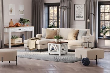 Menard Compact 3-sits Vänstervänd L-formad Divansoffa i Tyg - Beige - Möbler - Soffa - Divansoffor & schäslongsoffa