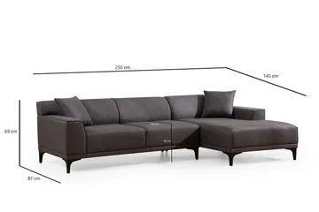 Mississauga Divansoffa 3-sits - Antracit - Möbler - Soffa - Divansoffor & schäslongsoffa - 3 sits soffa med divan