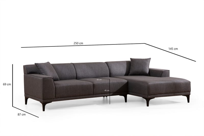 Mississauga Divansoffa 3-sits - Antracit - Möbler - Soffa - Divansoffor & schäslongsoffa - 3 sits soffa med divan