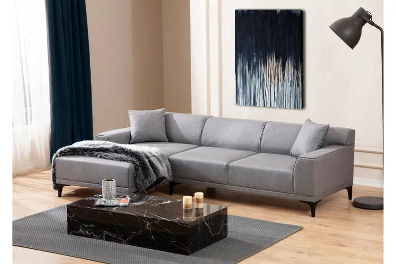 Mississauga Divansoffa 3-sits - Grå - Möbler - Soffa - Divansoffor & schäslongsoffa - 3 sits soffa med divan