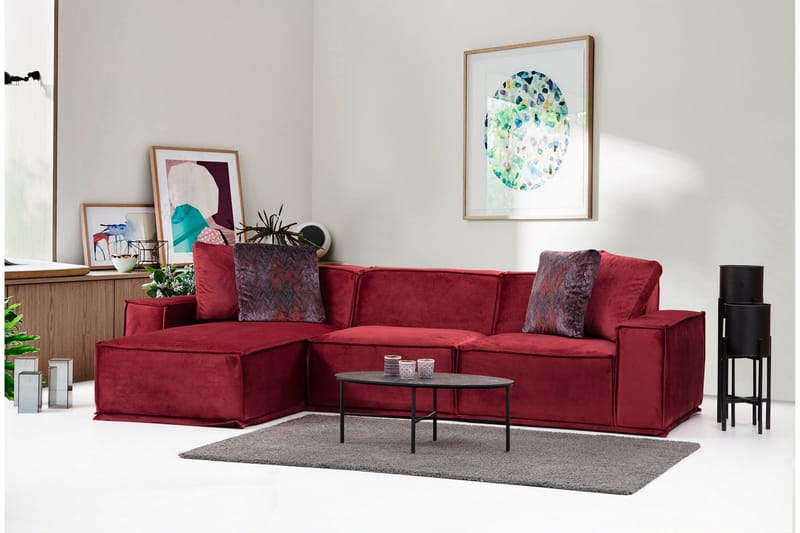 Nightcap Soffa m. Divan 4-sits - Burgundy - Möbler - Soffa - Divansoffor & schäslongsoffa