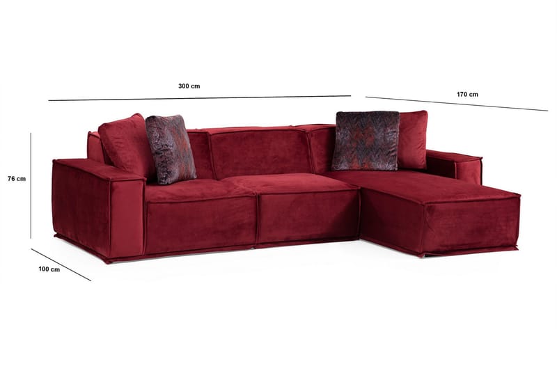 Nightcap Soffa m. Divan 4-sits - Burgundy - Möbler - Soffa - Divansoffor & schäslongsoffa