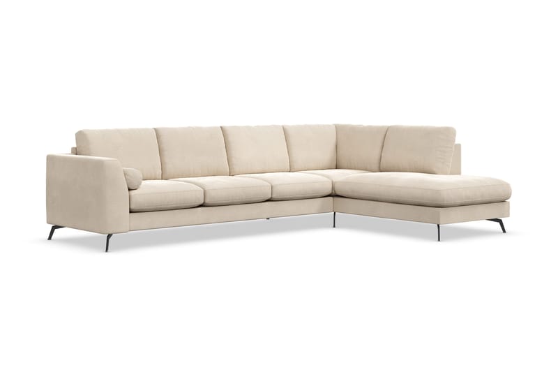 Ocean Lyx 4-sits Högervänd L-formad Schäslongsoffa i Sammet - Beige - Möbler - Soffa - Divansoffor & schäslongsoffa