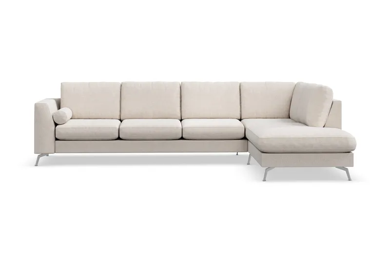 Ocean Lyx 4-sits Högervänd L-formad Schäslongsoffa i Tyg - Beige - Möbler - Soffa - Divansoffor & schäslongsoffa