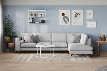 Ocean Lyx 4-sits Högervänd L-formad Schäslongsoffa i Tyg - Grå - Möbler - Soffa - Divansoffor & schäslongsoffa