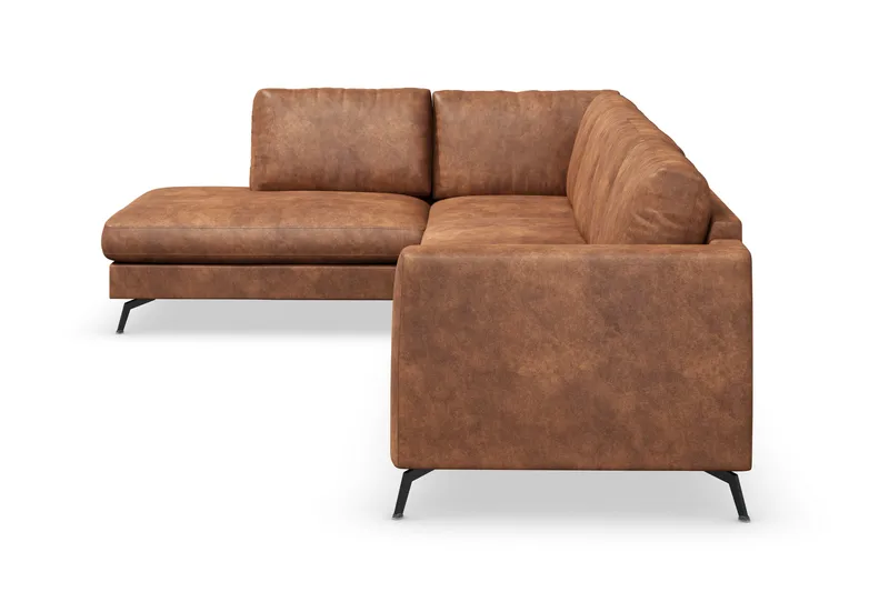 Ocean Lyx 4-sits Vänstervänd L-formad Schäslongsoffa i Konstläder - Brun - Möbler - Soffa - Divansoffor & schäslongsoffa