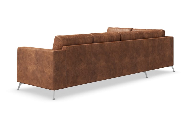 Ocean Lyx 4-sits Vänstervänd L-formad Schäslongsoffa i Konstläder - Brun - Möbler - Soffa - Divansoffor & schäslongsoffa