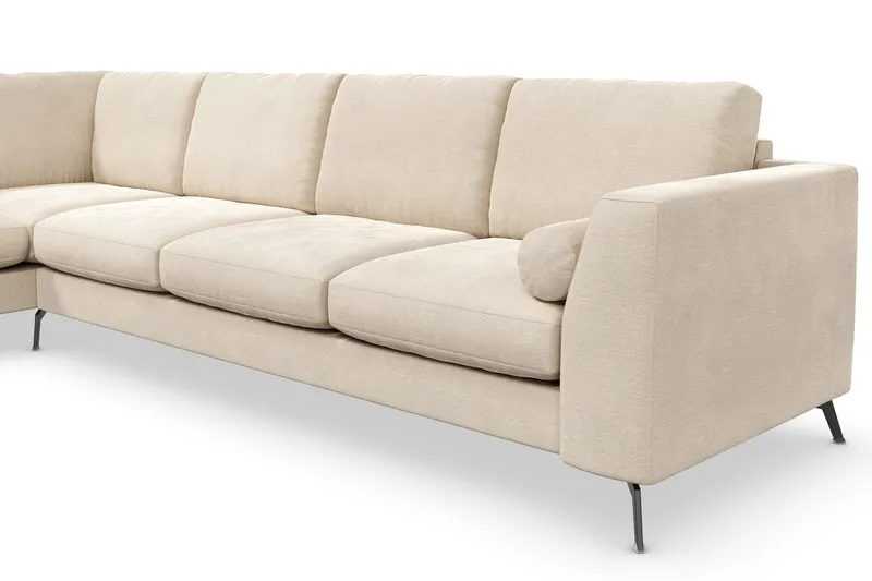 Ocean Lyx 4-sits Vänstervänd L-formad Schäslongsoffa i Sammet - Beige - Möbler - Soffa - Divansoffor & schäslongsoffa