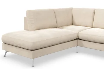 Ocean Lyx 4-sits Vänstervänd L-formad Schäslongsoffa i Sammet - Beige - Möbler - Soffa - Divansoffor & schäslongsoffa