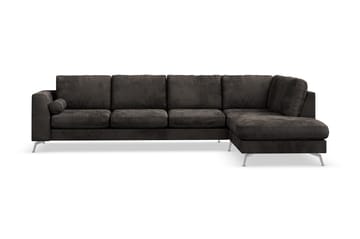 Ocean Lyx 5-sits Högervänd L-formad Schäslongsoffa i Sammet - Mörkgrå - Möbler - Soffa - Divansoffor & schäslongsoffa