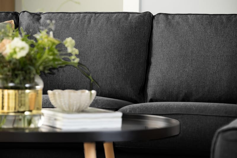 Optus 4-sits Vänstervänd L-formad Schäslongsoffa i Tyg - Mörkgrå - Möbler - Soffa - Divansoffor & schäslongsoffa