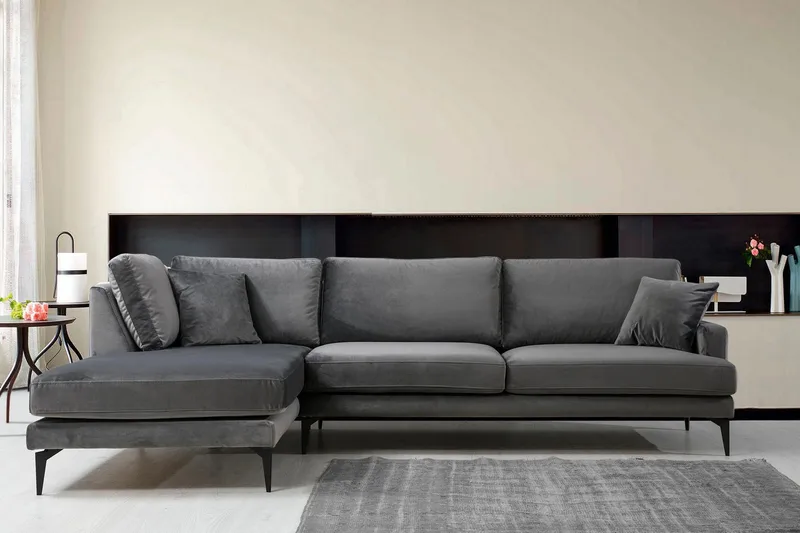 Ostberg Hörnsoffa med Divan Vänster - Svart - Möbler - Soffa - Divansoffor & schäslongsoffa